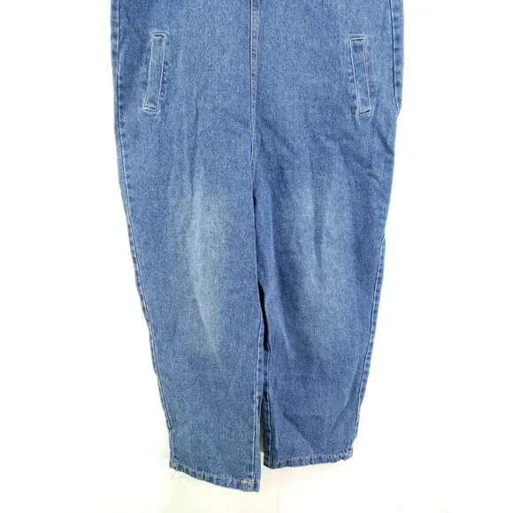 Hipster Row Womens XL Cropped Denim Overalls High Rise Adjustable Buckle Straps - Picture 5 of 9